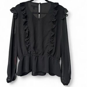 Express Women's Elegant Black Ruffle Blouse